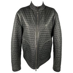 EMPORIO ARMANI Size M Black Leather Reversible Jacket
