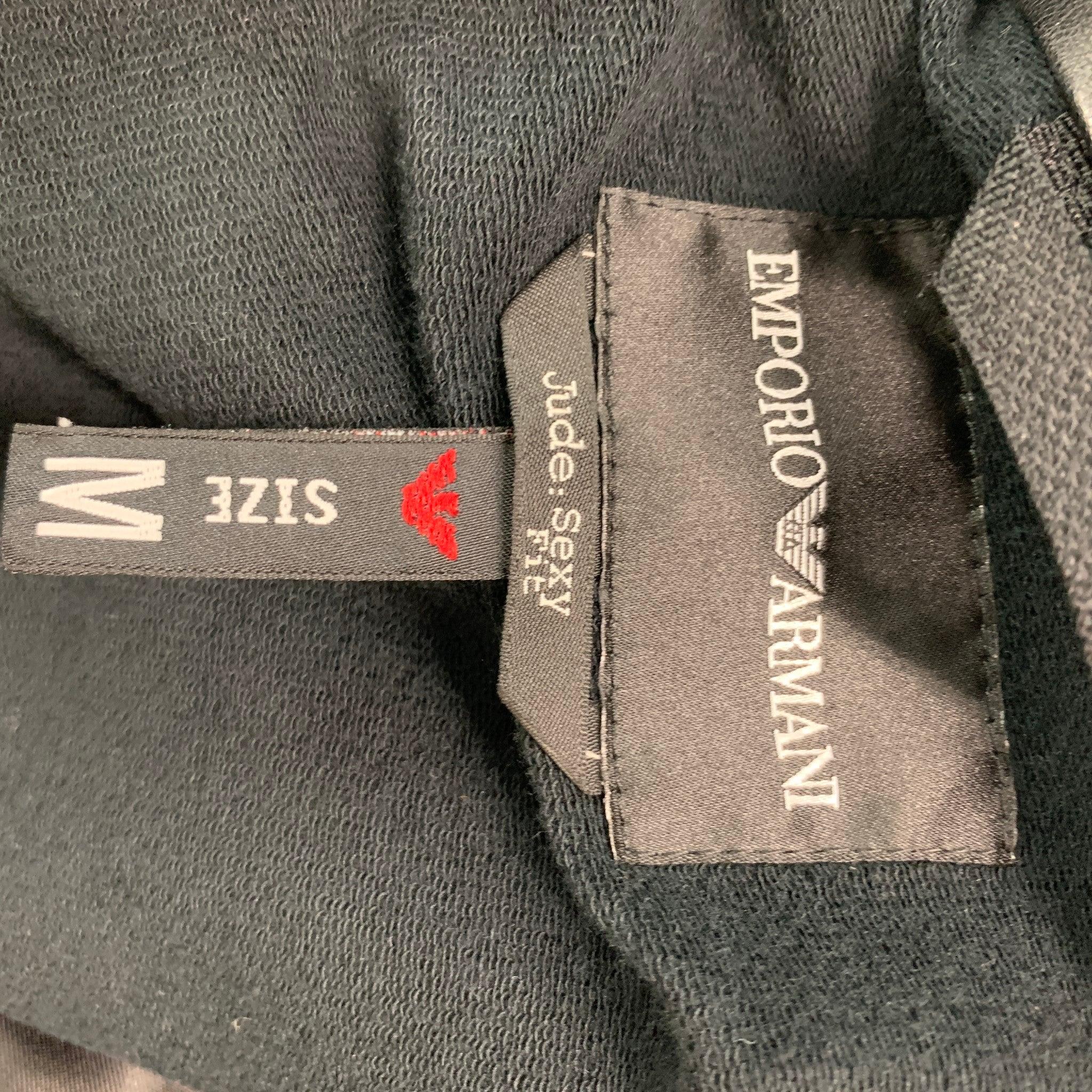 Men's EMPORIO ARMANI Size M Black Sheepskin Leather Cotton Trucker Jacket For Sale