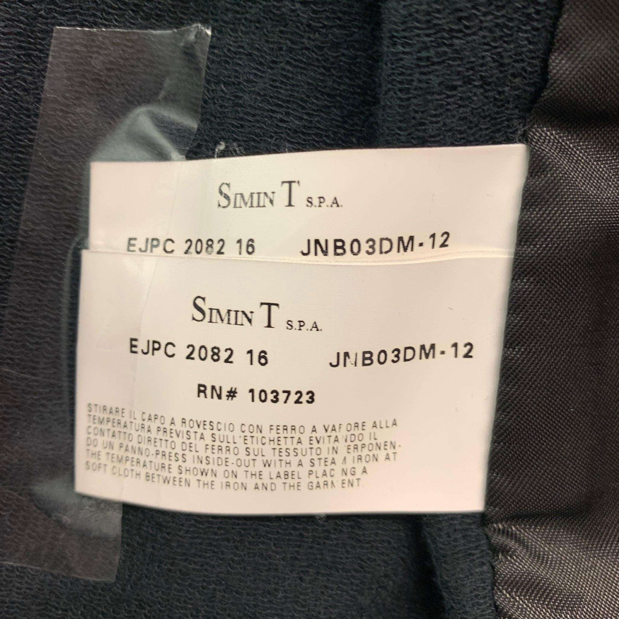 EMPORIO ARMANI Size M Black Sheepskin Leather Cotton Trucker Jacket For Sale 1