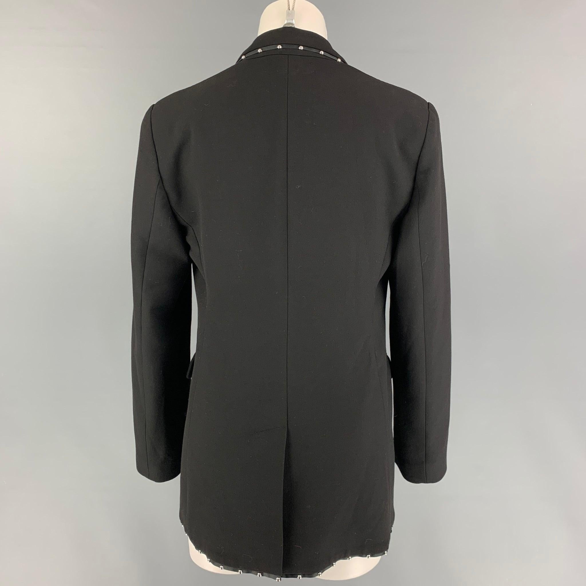 EMPORIO ARMANI Size M Black Wool Blend Studded Jacket Blazer In Good Condition For Sale In San Francisco, CA