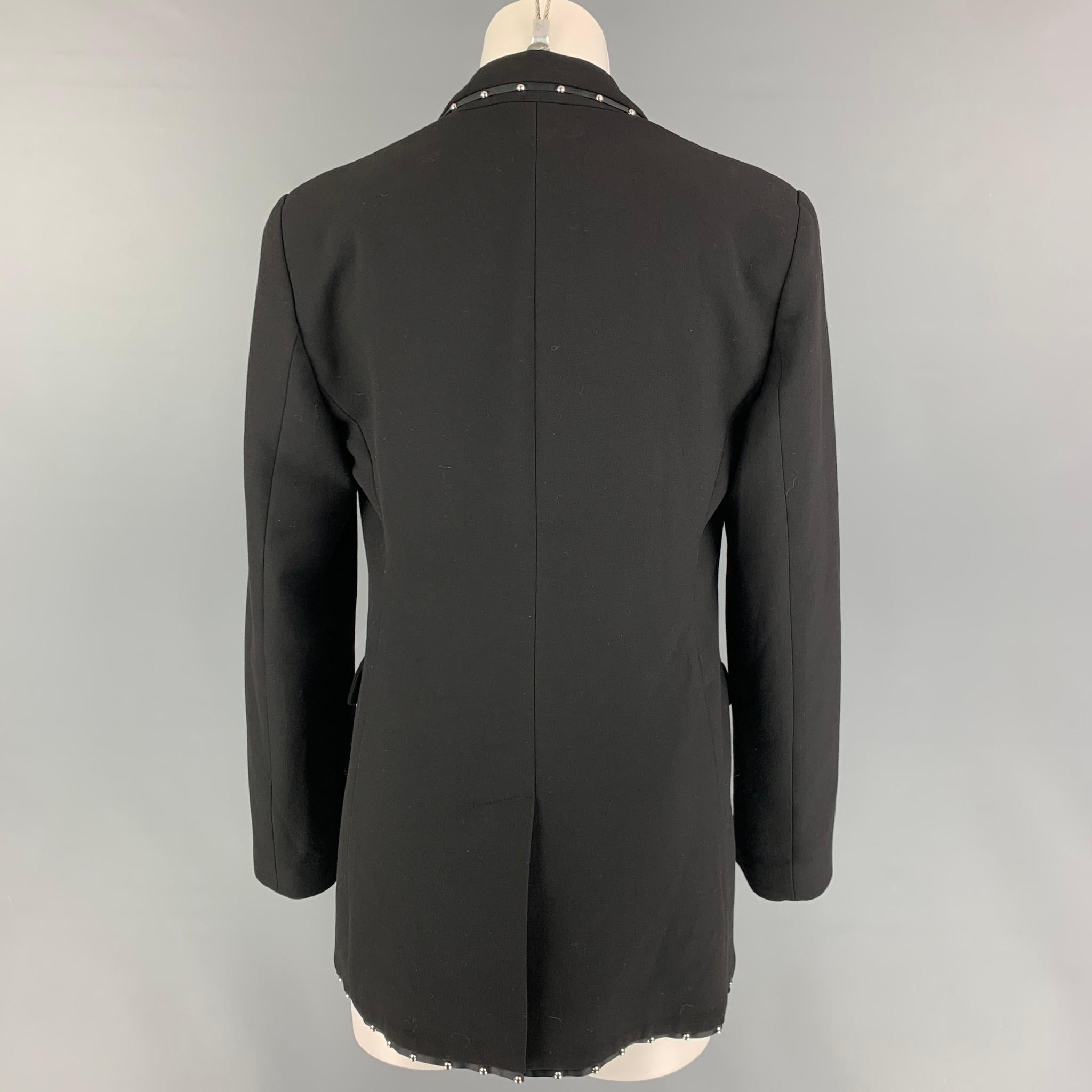 EMPORIO ARMANI Size M Black Wool Blend Studded Jacket Blazer In Good Condition In San Francisco, CA