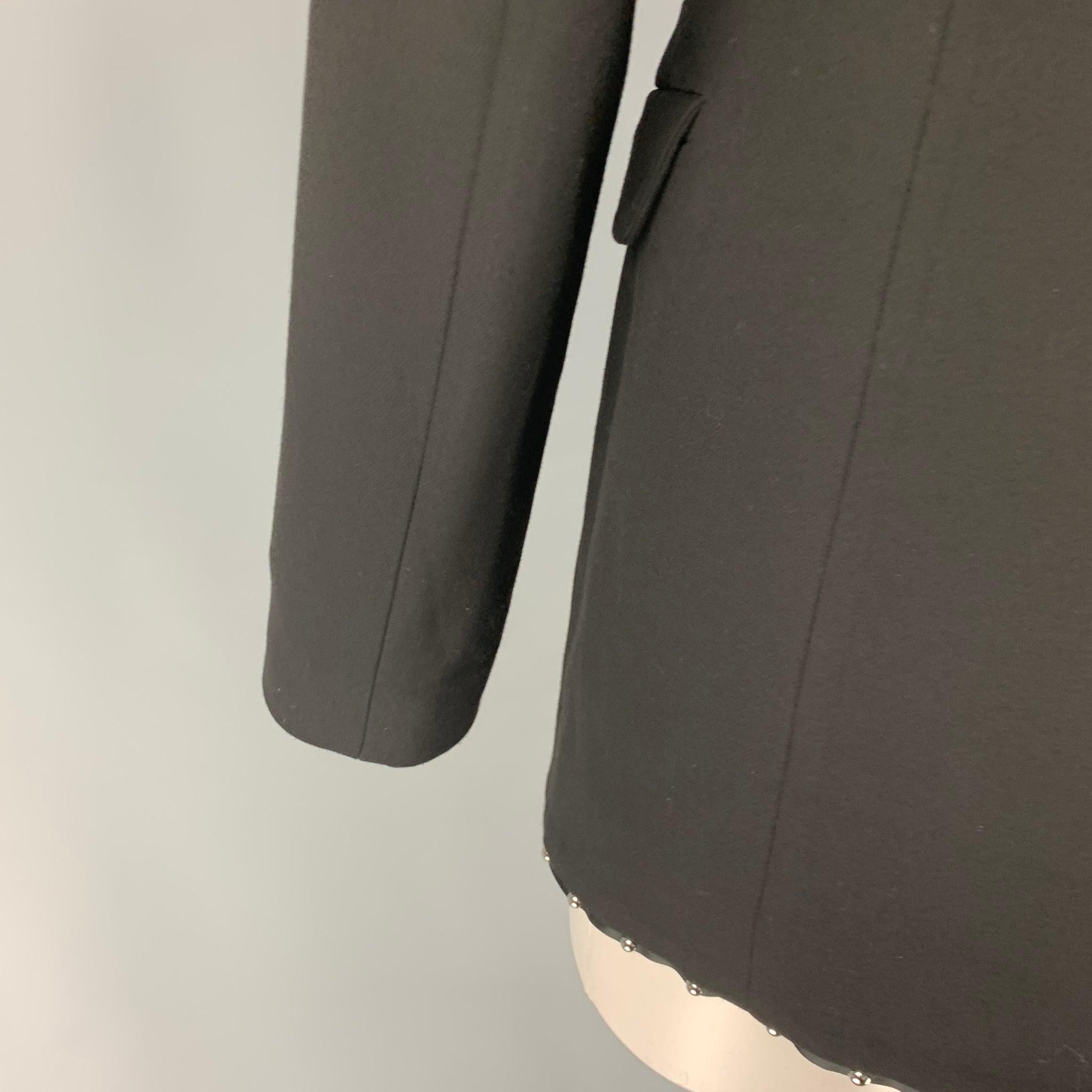Women's EMPORIO ARMANI Size M Black Wool Blend Studded Jacket Blazer For Sale