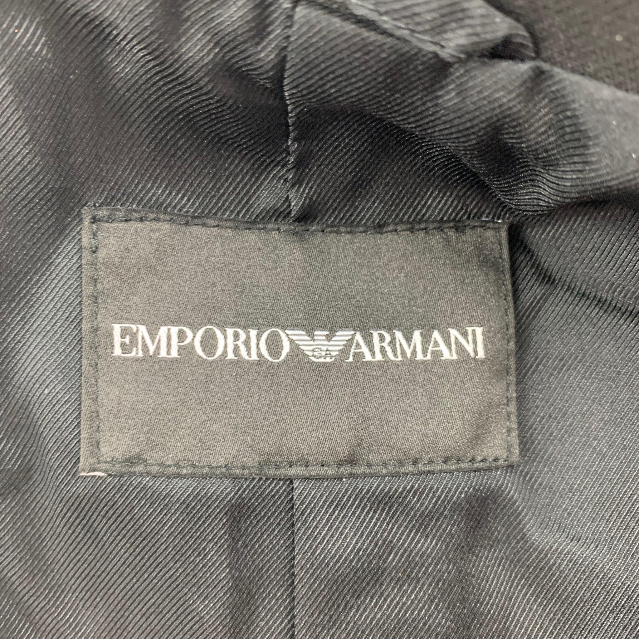 EMPORIO ARMANI Size M Black Wool Blend Studded Jacket Blazer For Sale 2