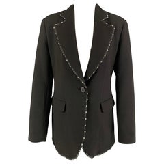 EMPORIO ARMANI Giacca Blazer con borchie in misto lana nera taglia M