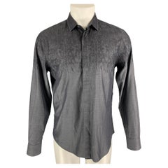 EMPORIO ARMANI Size M Charcoal Ombre Cotton Hidden Placket Long Sleeve Shirt