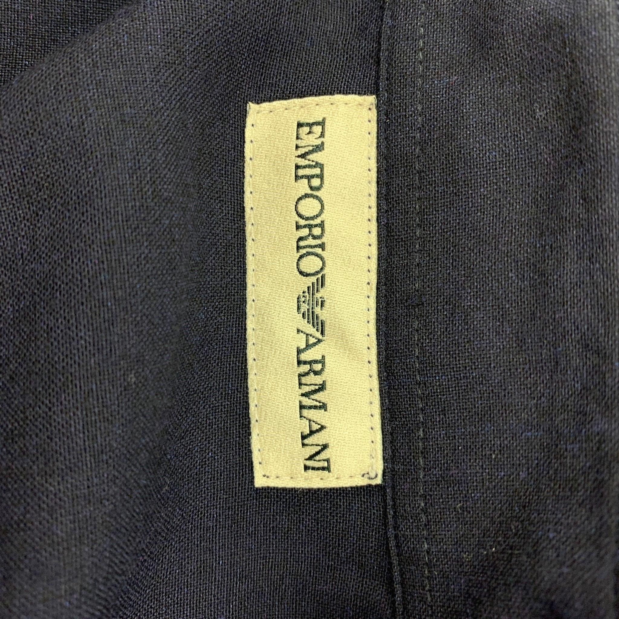 EMPORIO ARMANI, chemise à manches longues boutonnée en viscose bleu marine, taille M en vente 1
