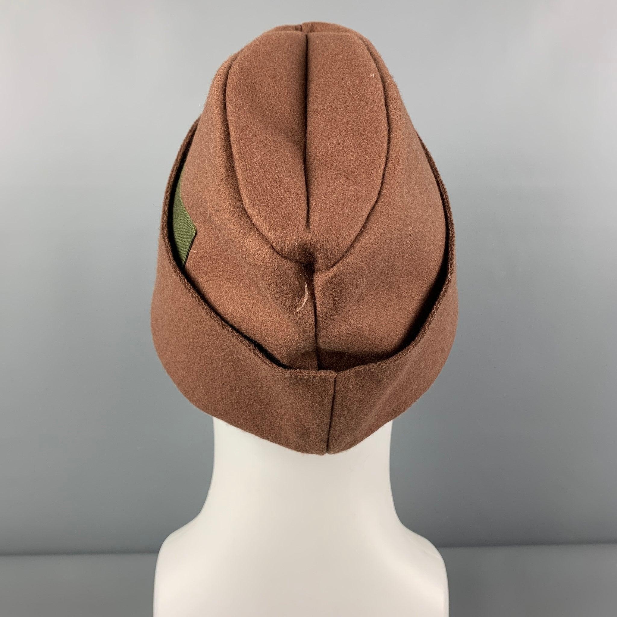 Men's EMPORIO ARMANI Size One Size Brown Wool Blend Military Hat For Sale