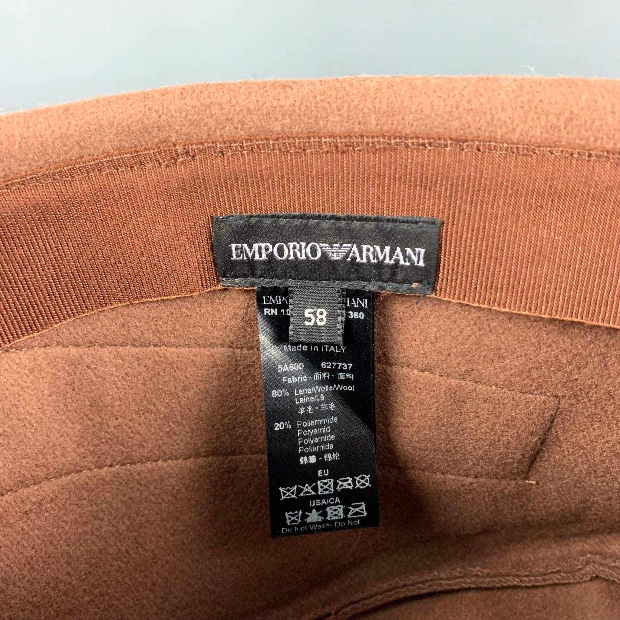 EMPORIO ARMANI Size One Size Brown Wool Blend Military Hat In Good Condition In San Francisco, CA