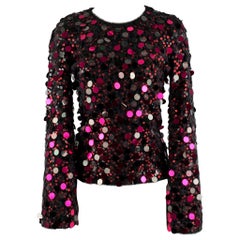 EMPORIO ARMANI Taglia S Nero Rosa Maglia Payettes Girocollo Pullover