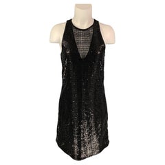 EMPORIO ARMANI Size S Black Sequined Strapless Dress