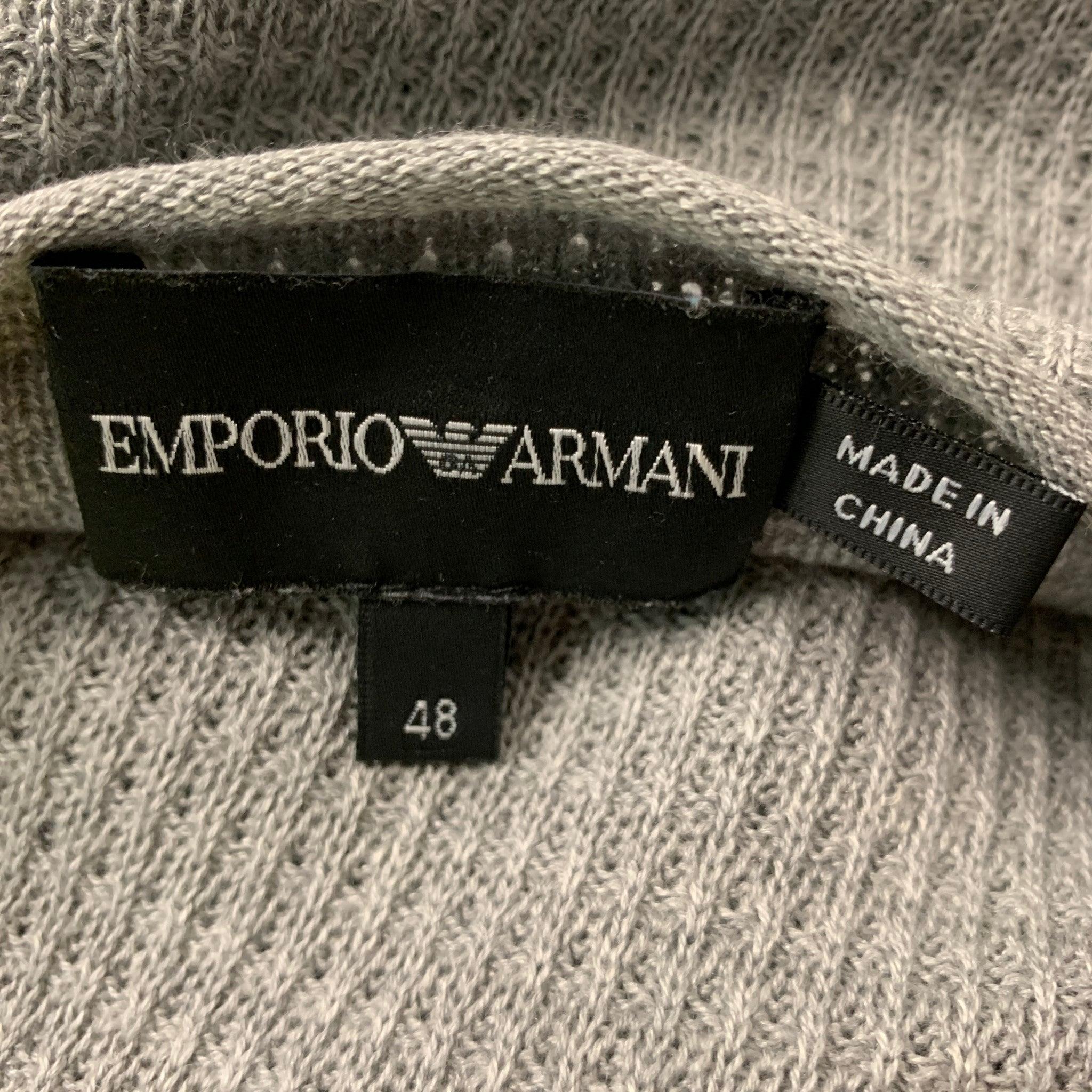 EMPORIO ARMANI Size S Gray Waffle Knit Wool Blend Raglan Pullover For Sale 1