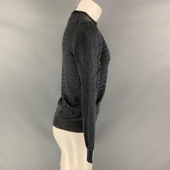EMPORIO ARMANI Jersey de cuello redondo de lana virgen abstracta gris marengo talla S