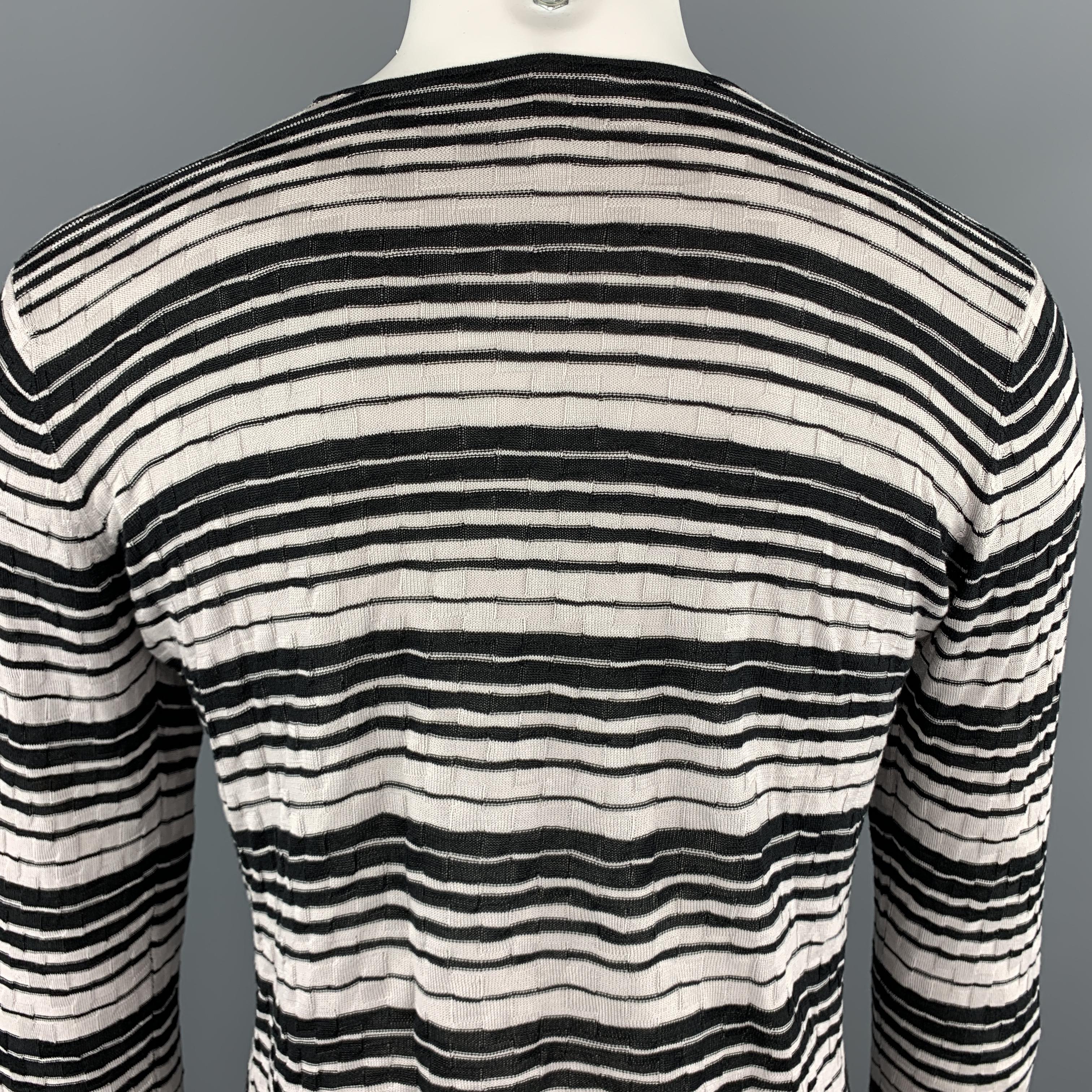 EMPORIO ARMANI Size S Striped Trim Grey & Black Crew-Neck Pullover Sweater 2