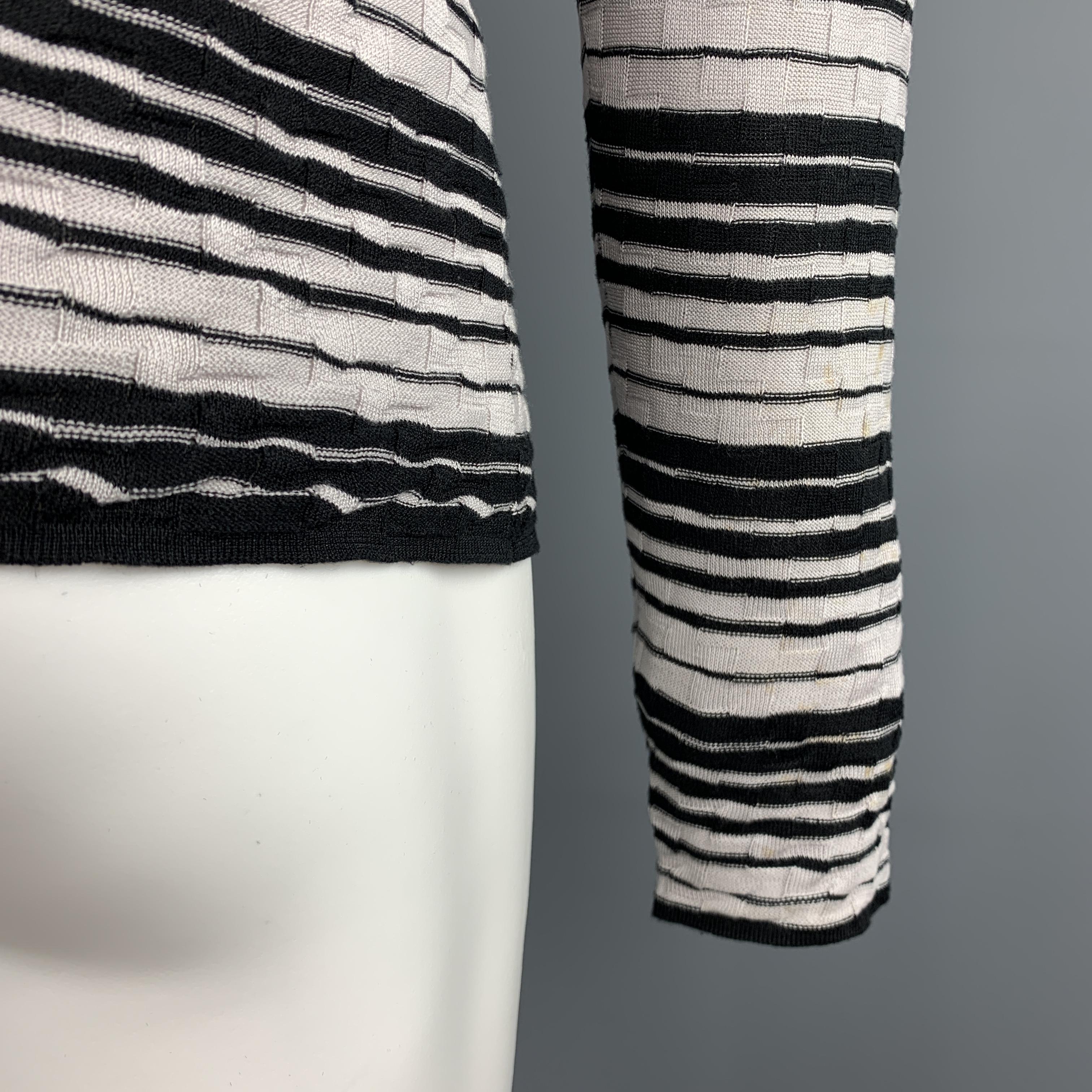 EMPORIO ARMANI Size S Striped Trim Grey & Black Crew-Neck Pullover Sweater 3