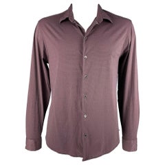 EMPORIO ARMANI Taille XXL Chemise à manches longues noire bourgogne à têtes de clous