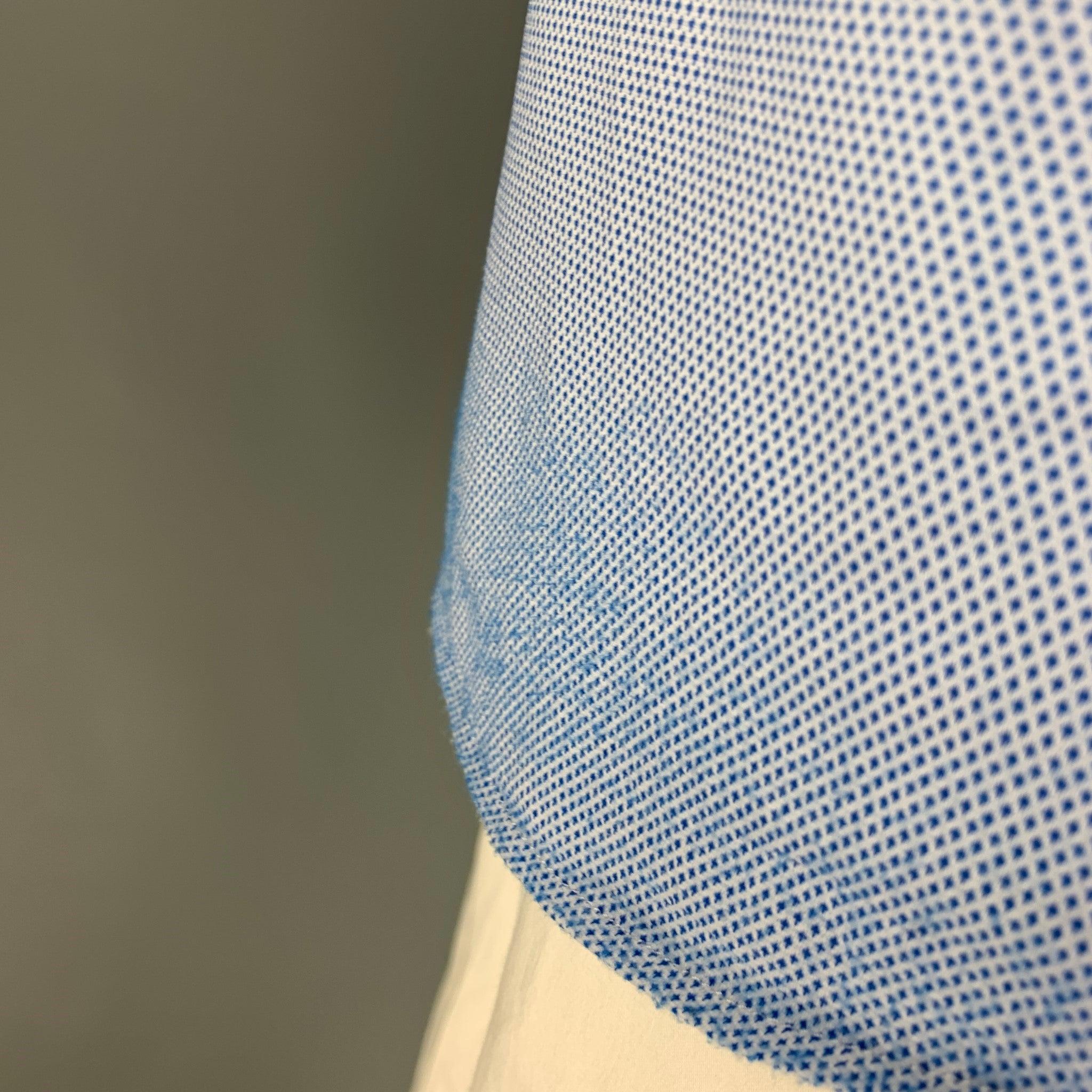 Men's EMPORIO ARMANI Size XXL Blue White Nailhead Long Sleeve Shirt
