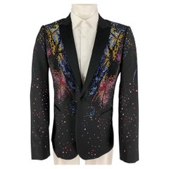 EMPORIO ARMANI SS 20 STARS Limited Edition Size 38 Black Beaded Wool Blazer