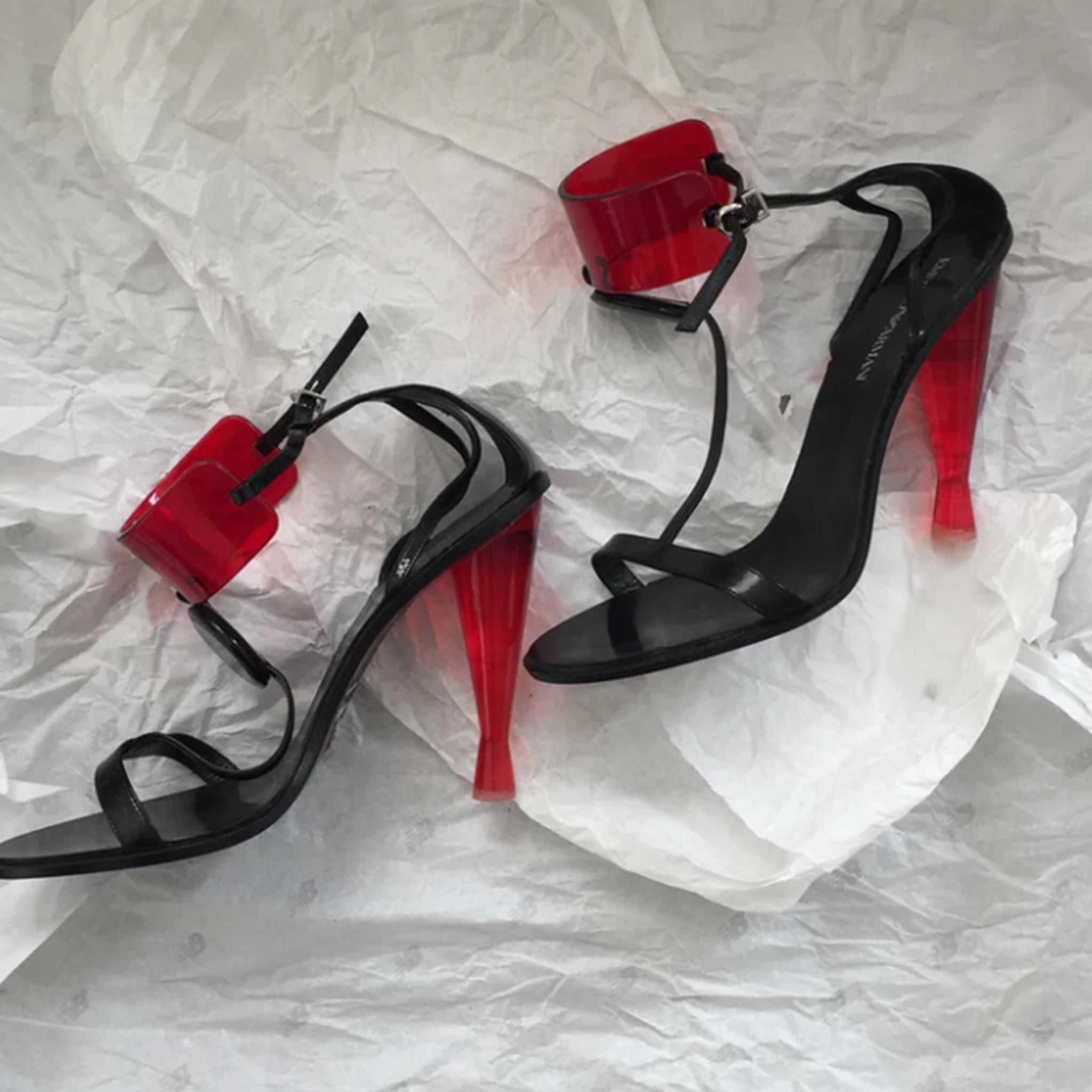 Women's or Men's EMPORIO ARMANI SS10 Red & black lucite heel