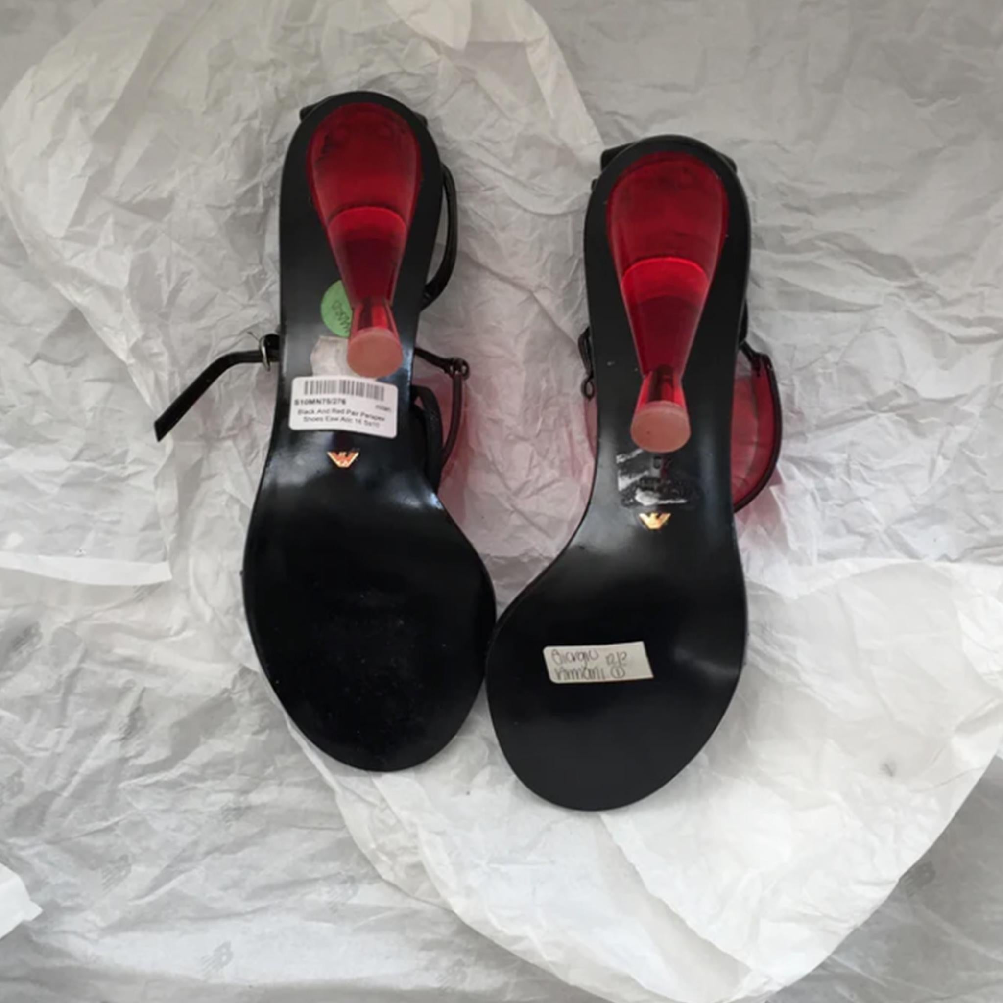 EMPORIO ARMANI SS10 Red & black lucite heel 2