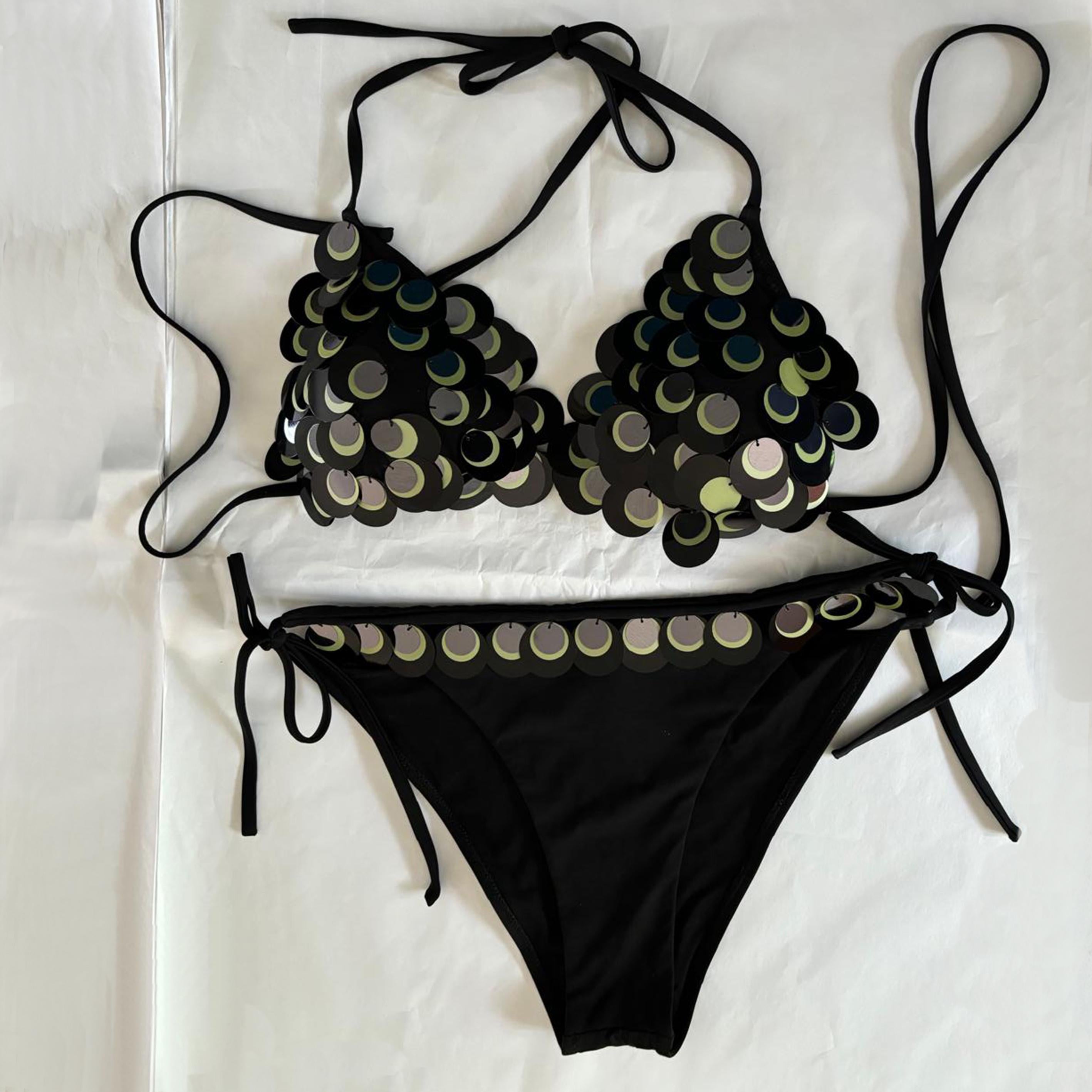 EMPORIO ARMANI SS2004 Black bikini with polymer circles