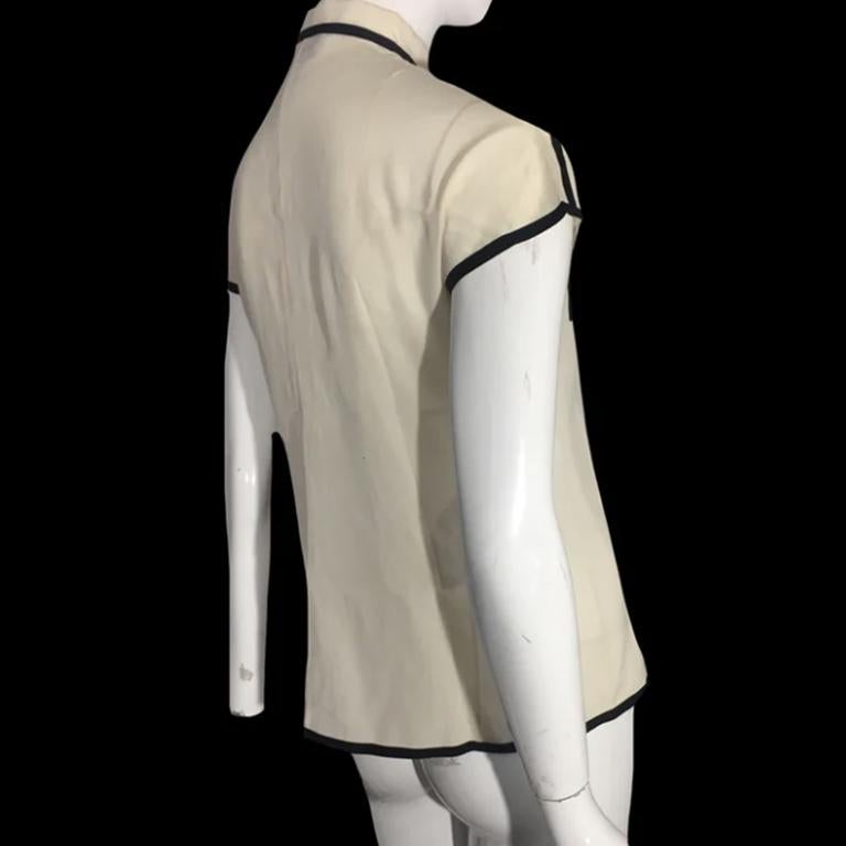 EMPORIO ARMANI SS2012 Cream silk shirt with black details  In Good Condition In Paris, FR