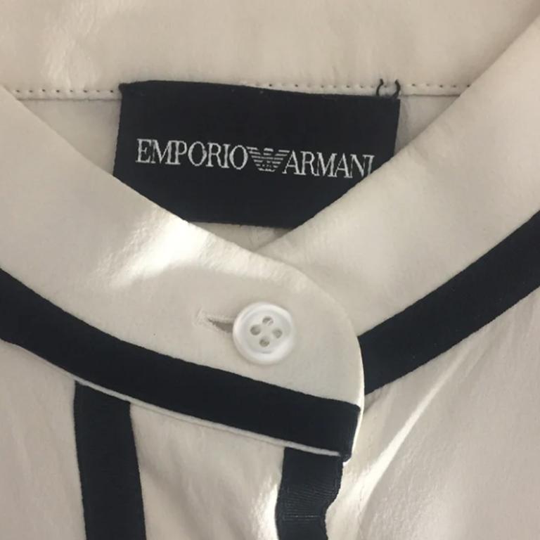 Women's or Men's EMPORIO ARMANI SS2012 Cream silk shirt with black details 