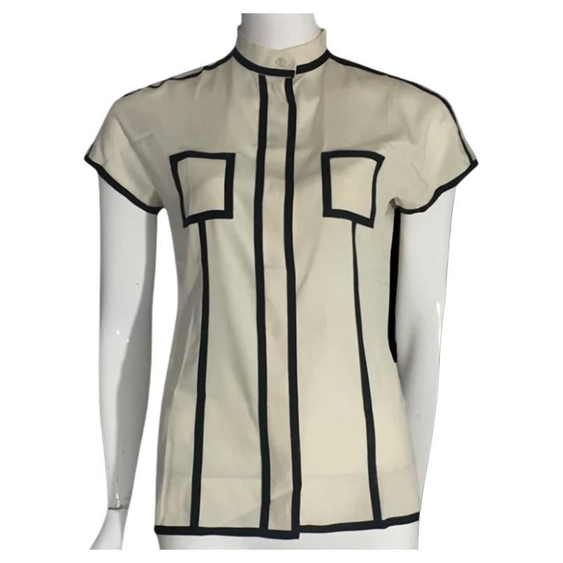 EMPORIO ARMANI SS2012 Cream silk shirt with black details 