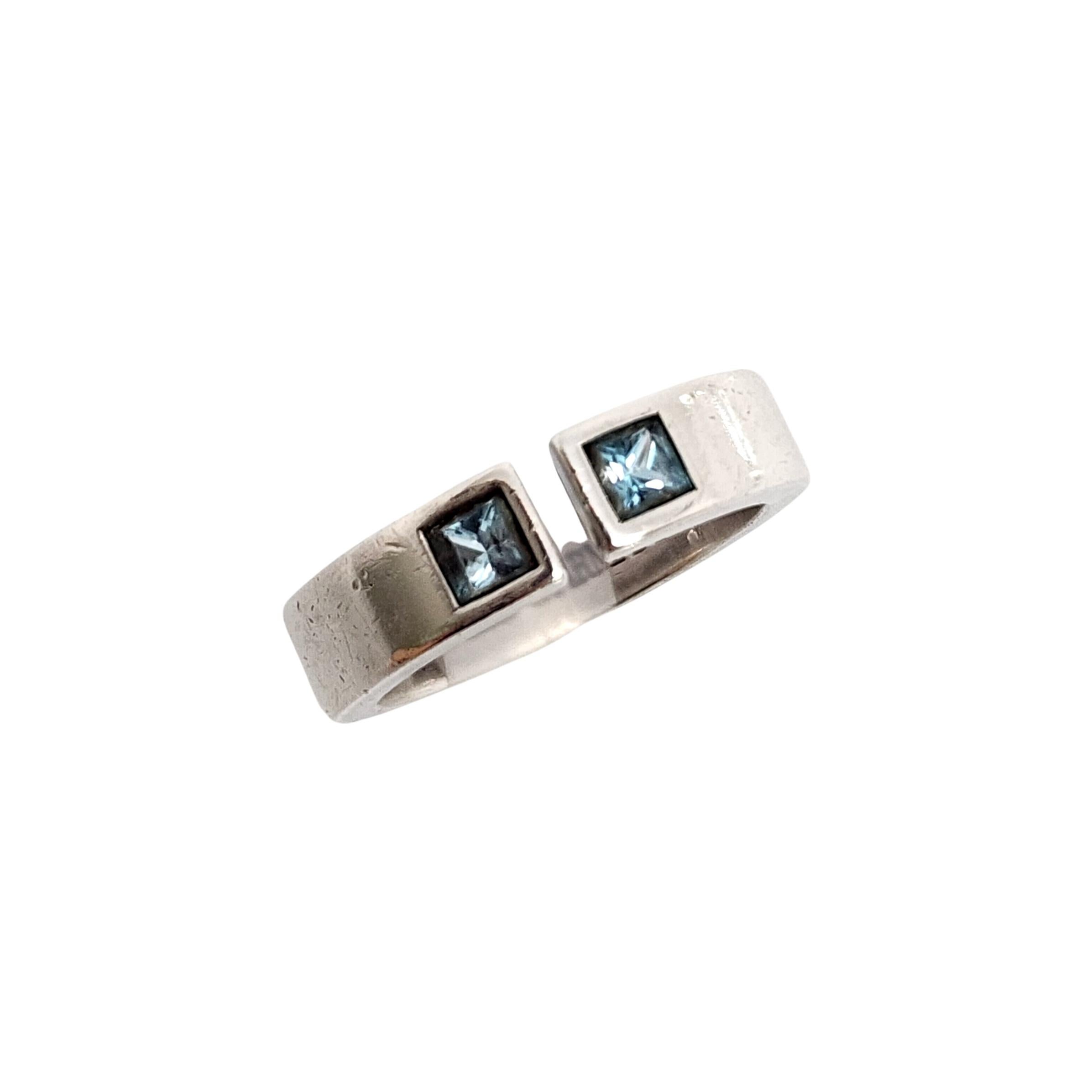 Emporio Armani Sterling Silver Blue Stone Band Ring Size 6.75 #14782 1