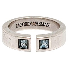 Emporio Armani Sterlingsilber Blauer Steinbandring Größe 6,75 #14782