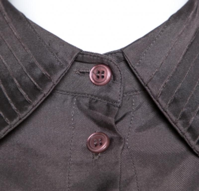 Emporio ARMANI Camisa con Cuello de Seda Topo S en venta 1