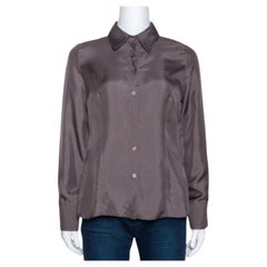Emporio Armani Taupe Silk Collar Detail Shirt S