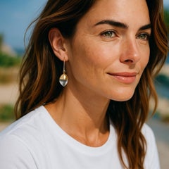 Emporio Armani Vintage 18K Gold and Crystal Pendant Hoop 1.64 Inch Long Earrings