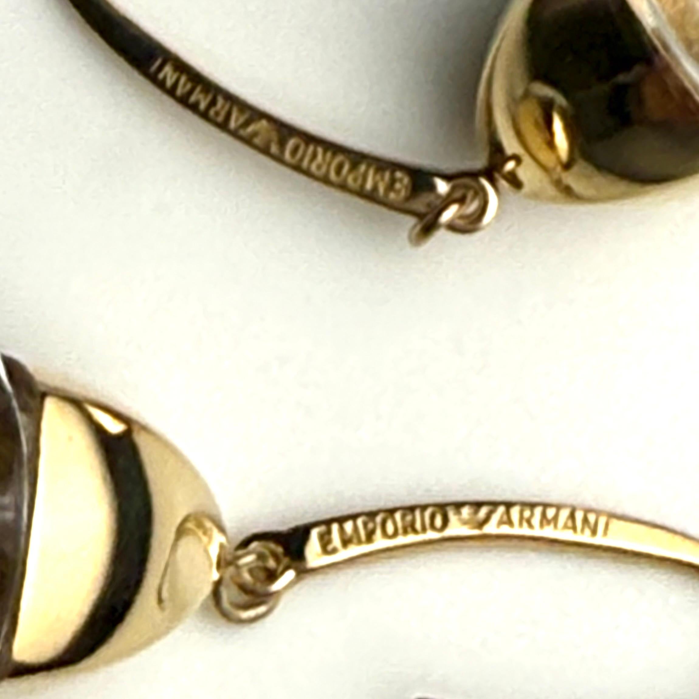 Briolette Cut Emporio Armani Vintage 18K Gold and Crystal Pendant Hoop 1.64 Inch Long Earrings For Sale