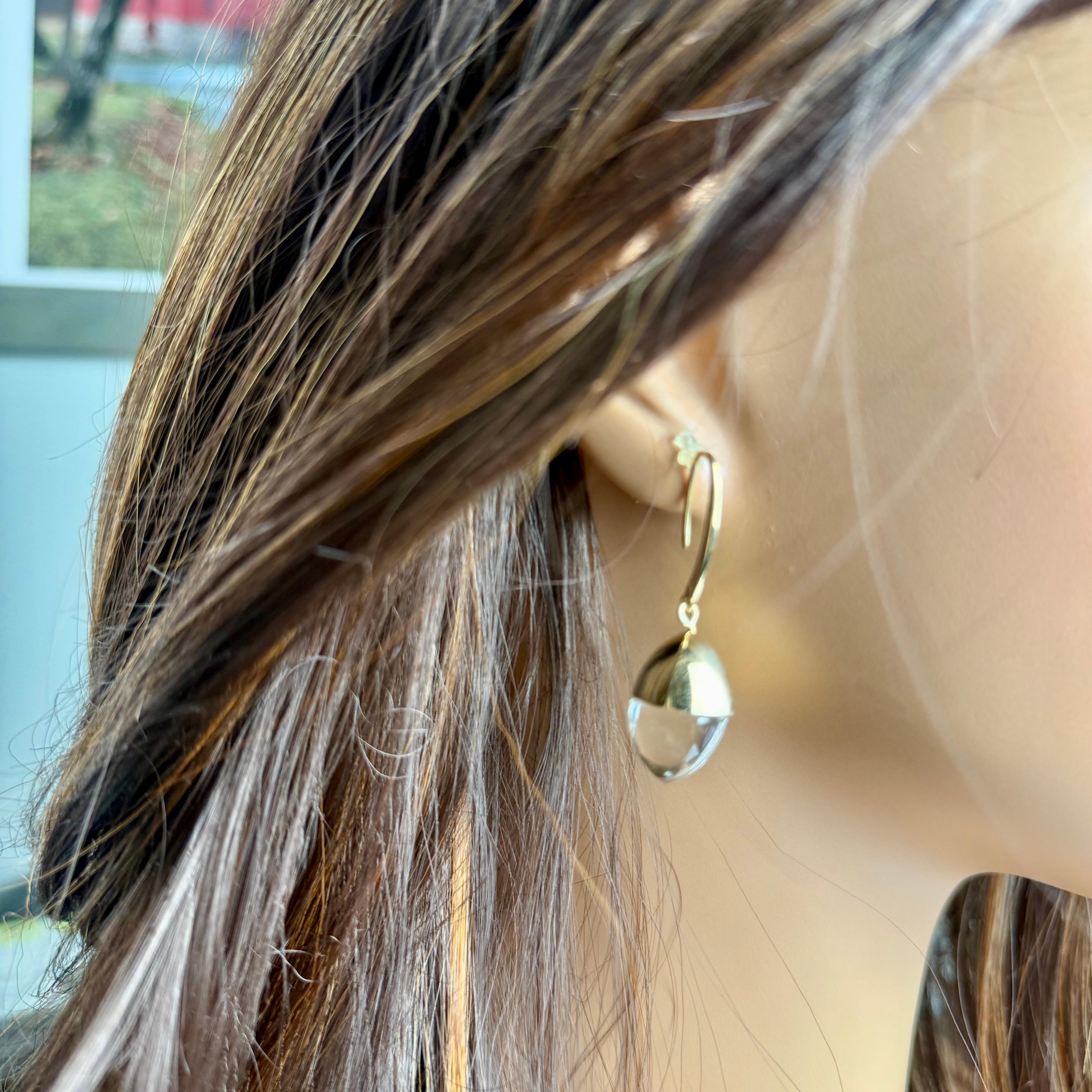 Emporio Armani Vintage 18K Gold and Crystal Pendant Hoop 1.64 Inch Long Earrings For Sale 4