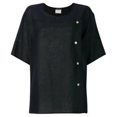 Emporio Armani Vintage 90s black cotton-linen blouse