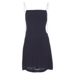 EMPORIO ARMANI Vintage beaded strap square neck sheath slip mini dress IT38 XS