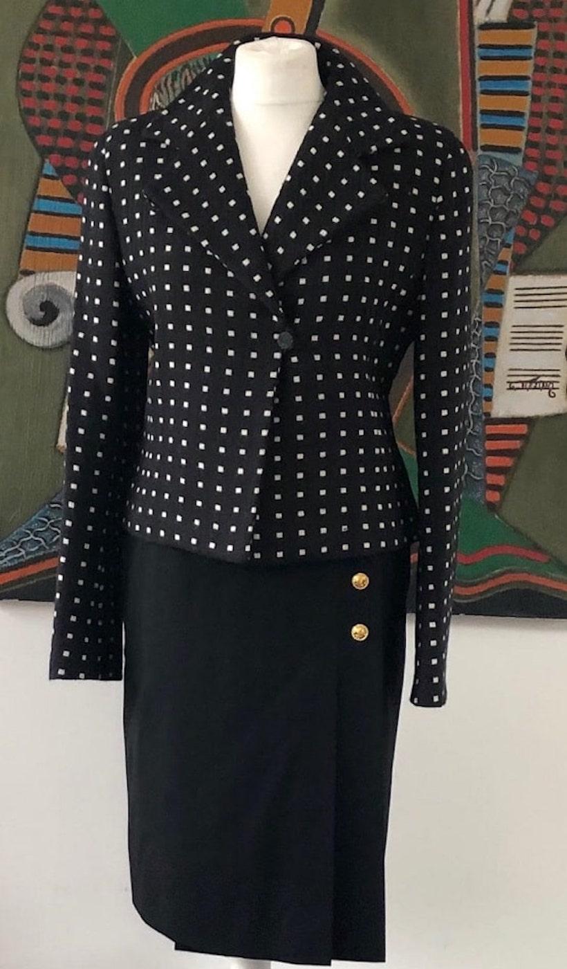 EMPORIO ARMANI Vintage Blazer Schwarz Weiß Laufsteg Kollektion Jacke 1980er für Damen oder Herren im Angebot