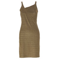 EMPORIO ARMANI Vintage gold textured metallic look crossover wrap dress IT38 XS