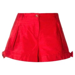 Emporio Armani Vintage Rote shantung-Seiden Shorts aus den 90er Jahren
