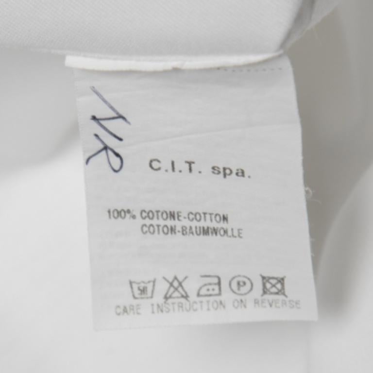 Emporio ARMANI Camisa blanca de algodón con botones y manga larga M Gris en venta