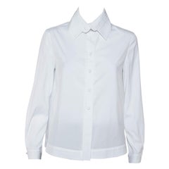 Emporio Armani, chemise boîte blanche en coton avec col allongé et boutons à l'avant, M