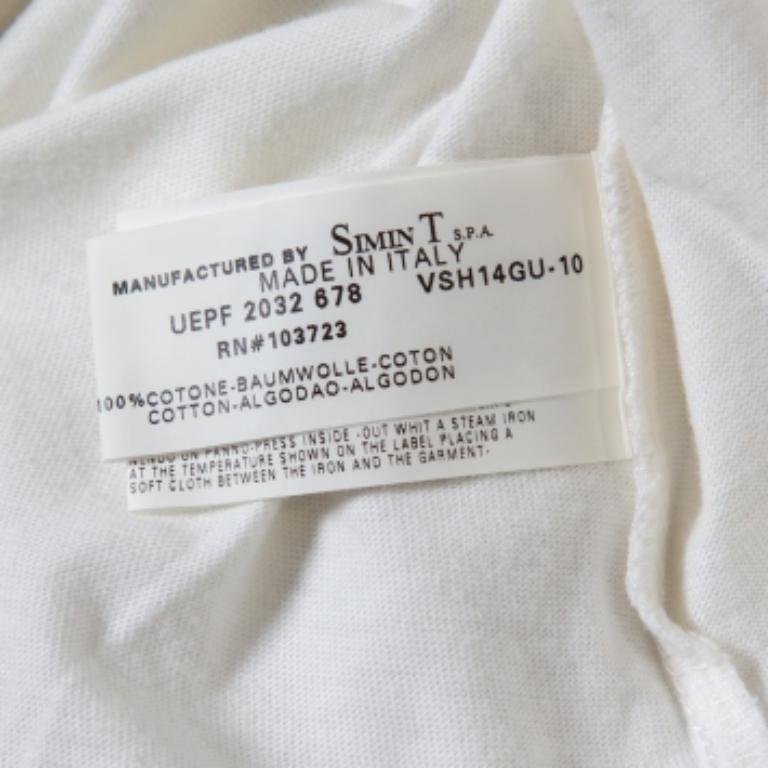 Gray Emporio Armani White Cotton Logo Printed Crewneck T-Shirt L For Sale
