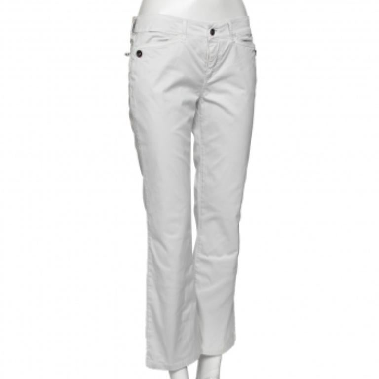 Grigio EMPORIO ARMANI  Pantaloni in cotone bianco dal taglio regolare M. in vendita