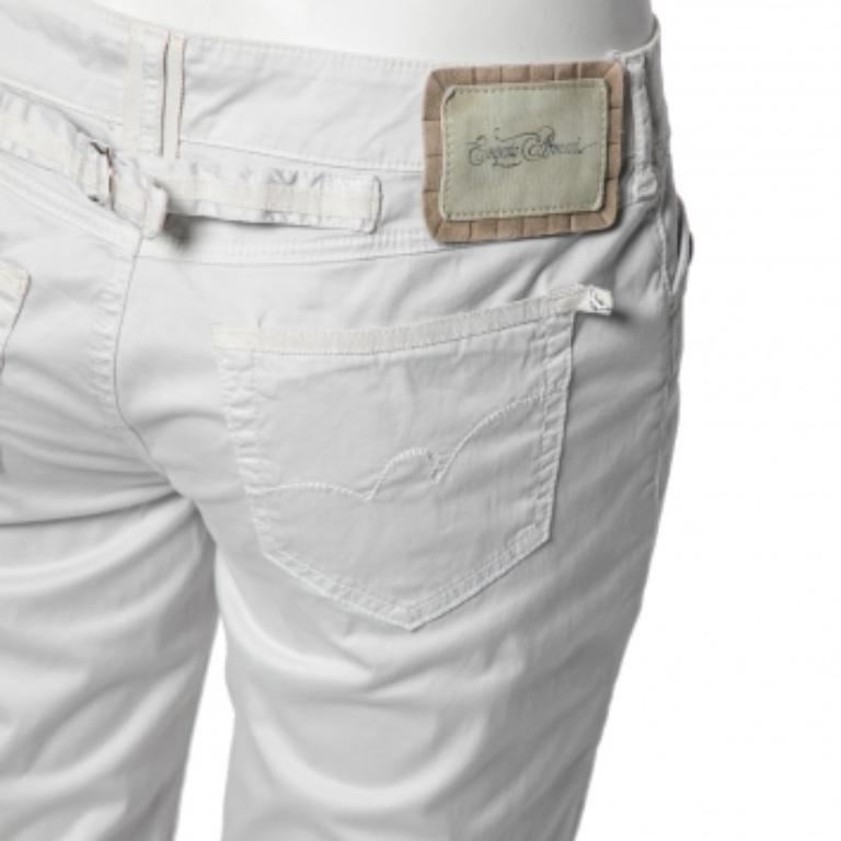 Donna EMPORIO ARMANI  Pantaloni in cotone bianco dal taglio regolare M. in vendita