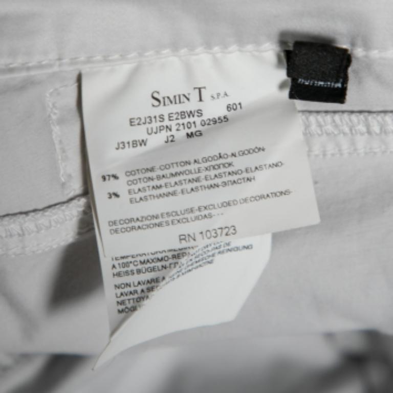 EMPORIO ARMANI  Pantaloni in cotone bianco dal taglio regolare M. in vendita 3