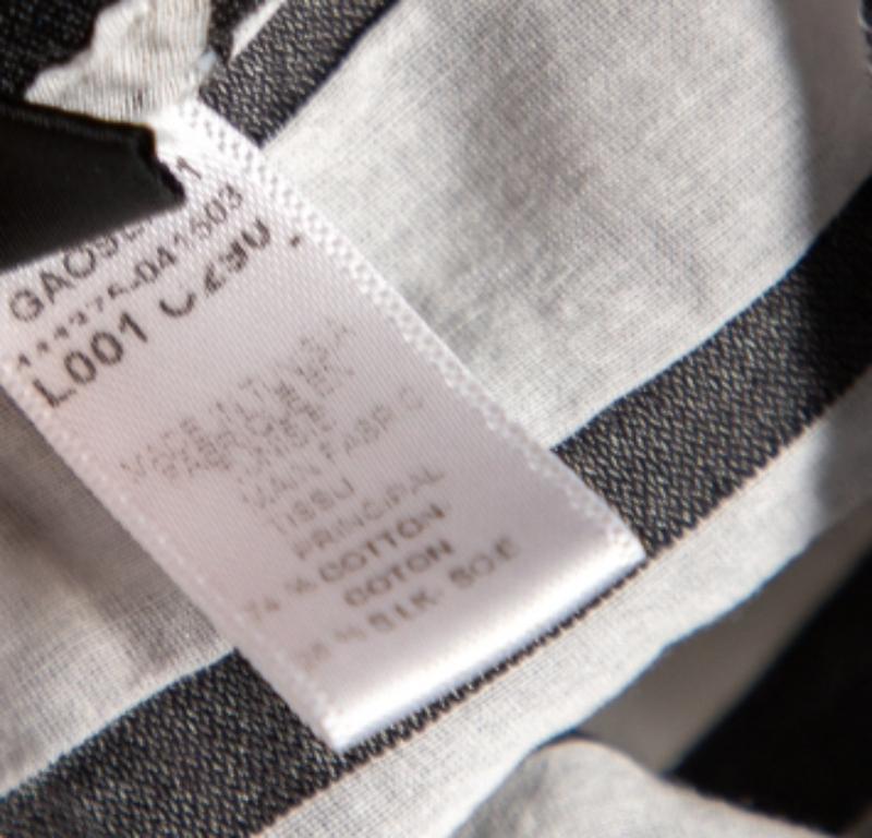 De las mujeres Emporio ARMANI Camiseta blanca de algodón y seda con detalle de rayas L