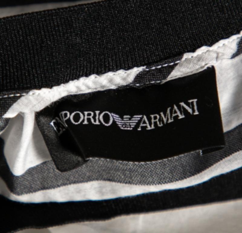 Emporio ARMANI Camiseta blanca de algodón y seda con detalle de rayas L 1