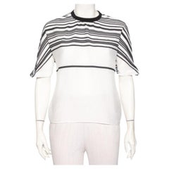 Emporio ARMANI Camiseta blanca de algodón y seda con detalle de rayas L