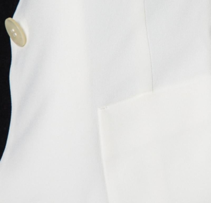 Emporio Armani White Crepe Button Front Blazer S For Sale 2