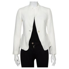 Emporio Armani White Crepe Button Front Blazer S